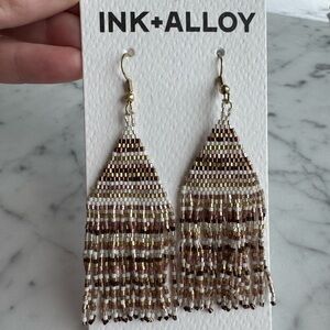 INK + ALLOY Gold and Brown Chandelier Earrings